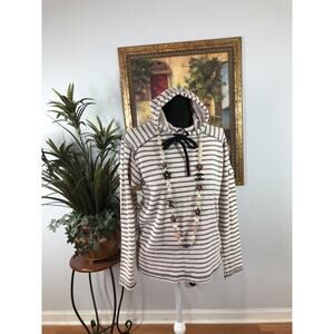 Company 81 Pullover Hoodie Women's Small White Long Sleeve Striped Casual Cozy